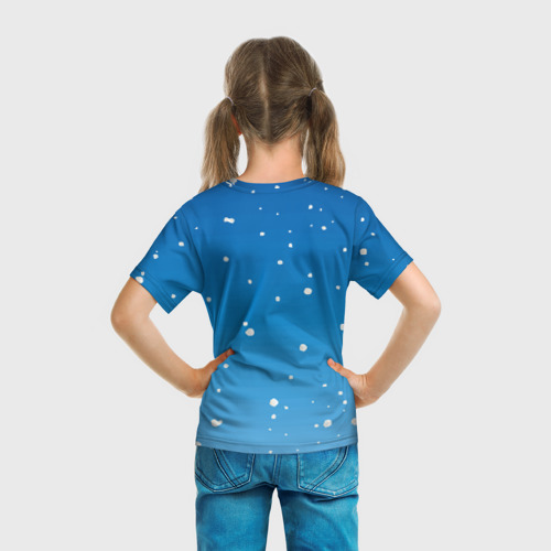 Детская футболка 3D с принтом Рождественский свитер с лисой, вид сзади #2