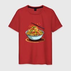 Тарелка с лапшой – Мужская футболка хлопок с принтом купить со скидкой в -20%