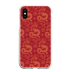 Чехол для iPhone XS Max матовый Dragon red pattern