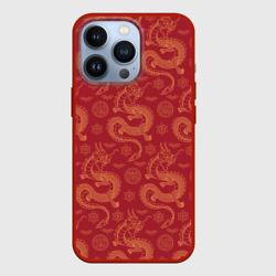 Чехол для iPhone 13 Pro Dragon red pattern