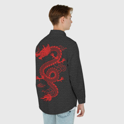 Рубашка с принтом Chinese red dragon для любого человека, вид сзади №2. Цвет основы: белый