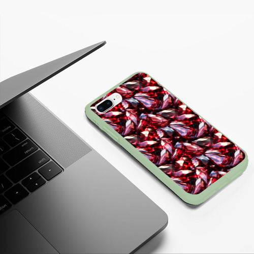 Чехол для iPhone 7Plus/8 Plus матовый Рубиновый паттерн, цвет салатовый - фото 5