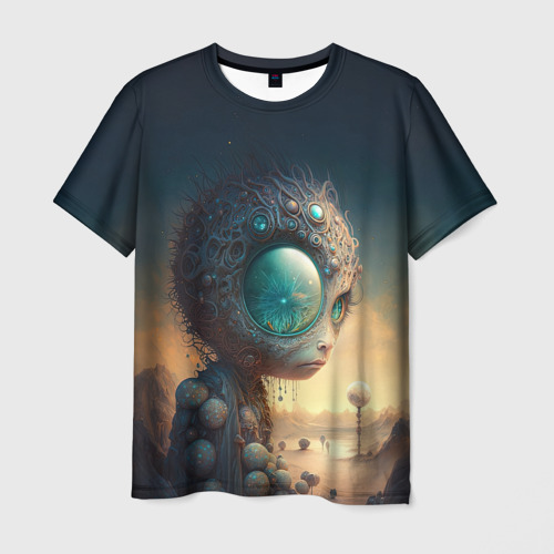 Мужская футболка 3D Абориген на загадочной планете , цвет 3D печать