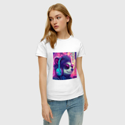 Женская футболка хлопок Скунс в очках - фото 2