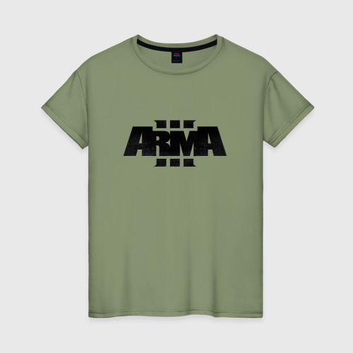 Женская футболка хлопок Арма 3 лого, цвет авокадо