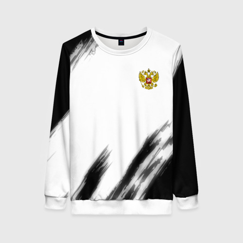 Женский свитшот 3D Russia sport черно белый, цвет 3D печать