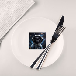 Тарелка Черный котик космонавт