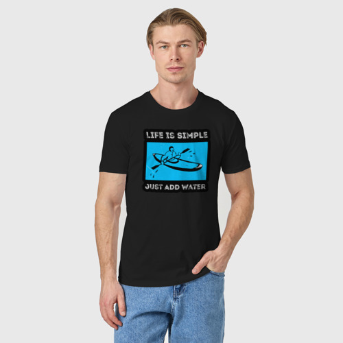 Мужская футболка хлопок Жизнь проще если добавить воду, цвет черный - фото 3