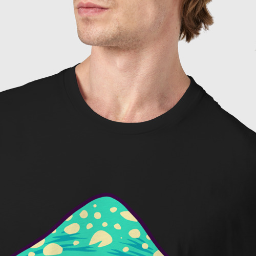 Мужская футболка хлопок Mushroom skull, цвет черный - фото 6