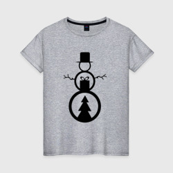 Женская футболка хлопок Креативный новогодний снеговик