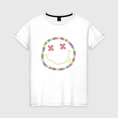 Женская футболка из хлопка с принтом Nirvana - floral logo, вид спереди №1