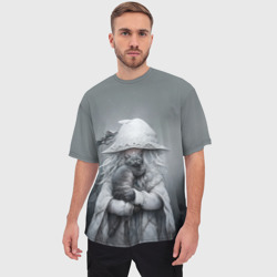 Мужская футболка oversize 3D Юная волшебница с котиком  - фото 2