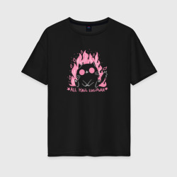 Женская футболка хлопок Oversize Котик демон