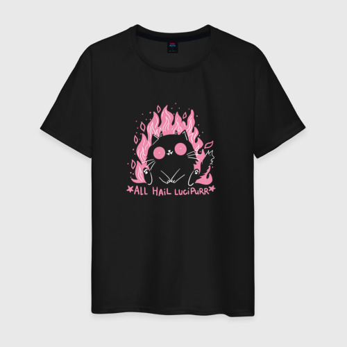 Мужская футболка хлопок с принтом Котик демон, вид спереди #2
