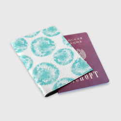 Обложка для паспорта матовая кожа Акварельные голубые био формы  - фото 2