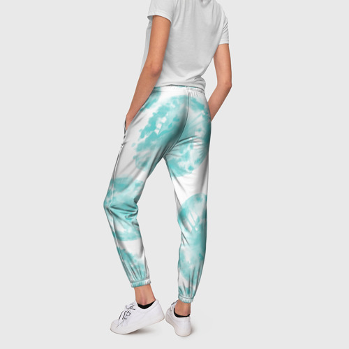 Женские брюки 3D Акварельные голубые био формы , цвет 3D печать - фото 4