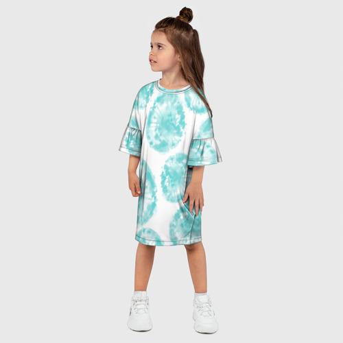 Детское платье 3D Акварельные голубые био формы , цвет 3D печать - фото 3