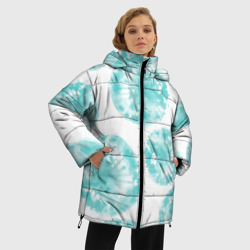 Женская зимняя куртка Oversize Акварельные голубые био формы  - фото 2