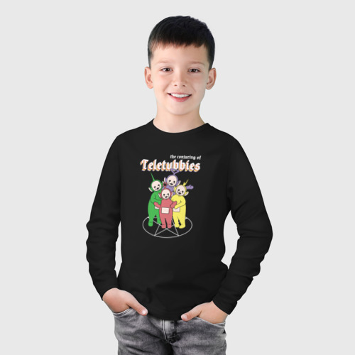 Детский лонгслив хлопок Телепузики в пентаграмме, цвет черный - фото 3
