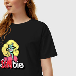 Женская футболка хлопок Oversize Барби - зомби - фото 2