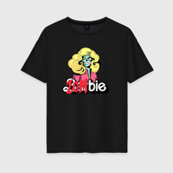 Женская футболка хлопок Oversize Барби - зомби