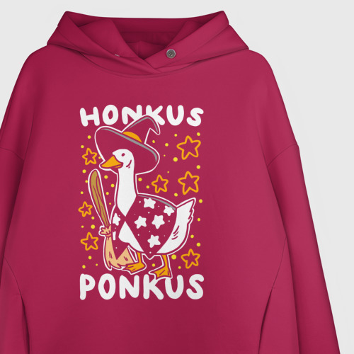 Женское худи Oversize хлопок Honkus ponkus - Untitled Goose Game, цвет маджента - фото 3