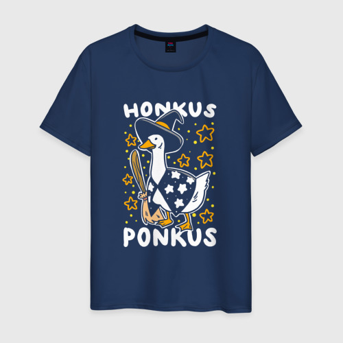 Светящаяся мужская футболка с принтом Honkus ponkus - Untitled Goose Game, вид спереди №1