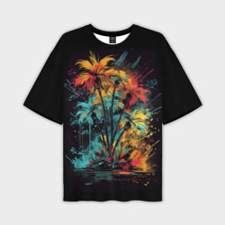 Мужская футболка oversize 3D Яркие пальмы 