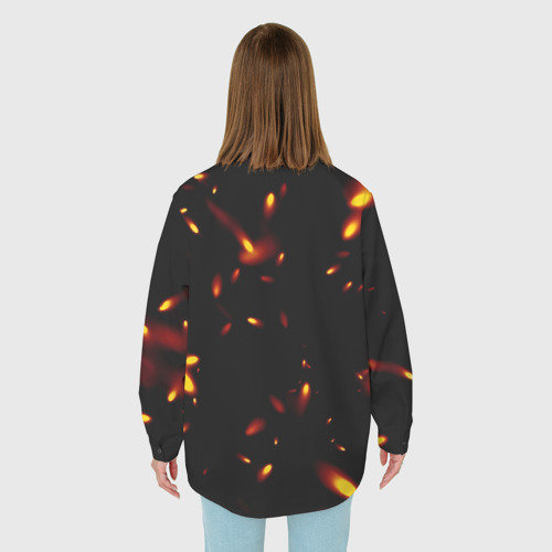 Женская рубашка oversize 3D Разлетающиеся искры пламени , цвет белый - фото 4