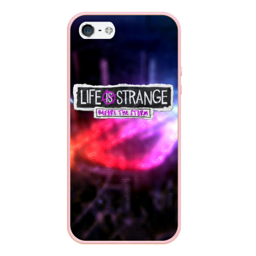 Чехол для iPhone 5/5S матовый Life is strange night city, цвет светло-розовый