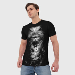 Мужская футболка 3D Кот черный хипстер - фото 2