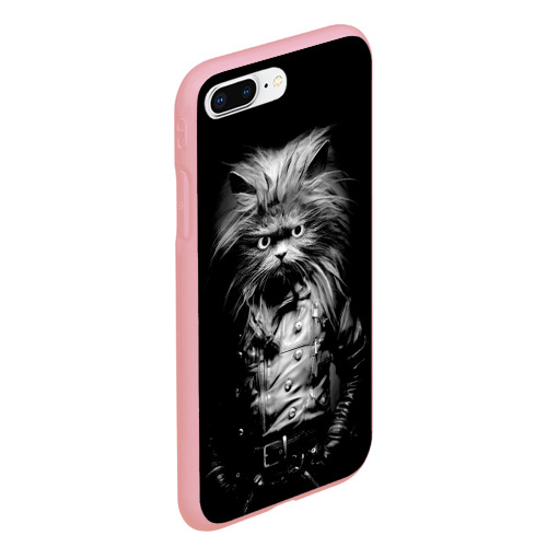 Чехол для iPhone 7Plus/8 Plus матовый Кот черный хипстер, цвет баблгам - фото 3