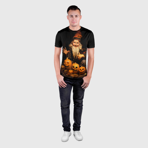 Мужская футболка 3D Slim Гном колдун на Хеллоуин, цвет 3D печать - фото 4