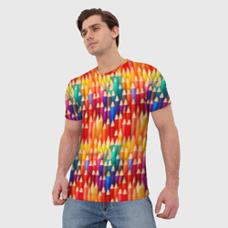 Мужская футболка 3D Цветные карандаши  - фото 2