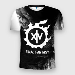 Мужская футболка 3D Slim Final Fantasy glitch на темном фоне