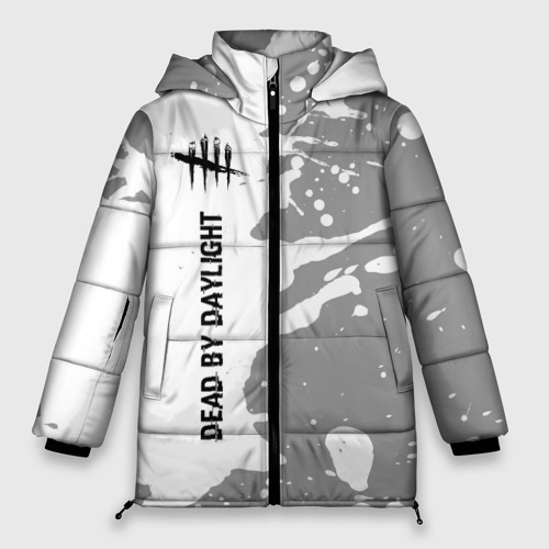 Женская зимняя куртка Oversize Dead by Daylight glitch на светлом фоне: по-вертикали, цвет черный