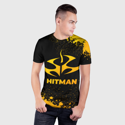 Мужская футболка 3D Slim Hitman - gold gradient, цвет 3D печать - фото 3