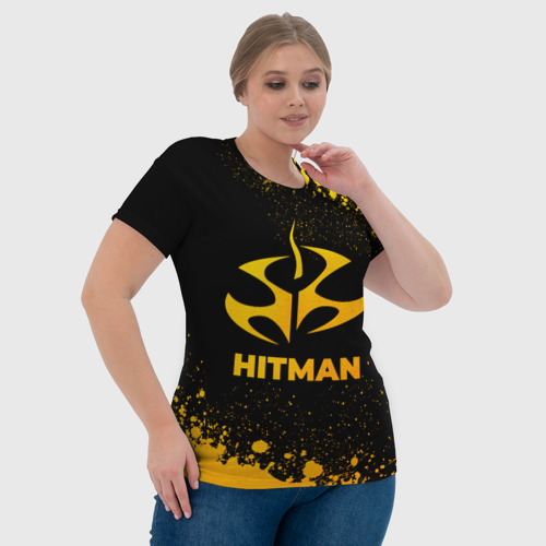 Женская футболка 3D Hitman - gold gradient, цвет 3D печать - фото 6
