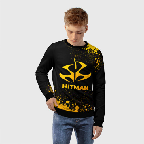 Детский свитшот 3D Hitman - gold gradient, цвет 3D печать - фото 3