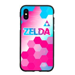 Чехол для iPhone XS Max матовый Zelda neon gradient style: символ сверху