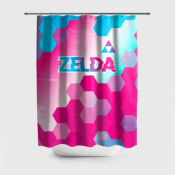 Штора 3D для ванной Zelda neon gradient style: символ сверху