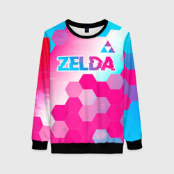 Женский свитшот 3D Zelda neon gradient style: символ сверху