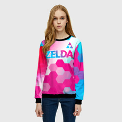 Женский свитшот 3D Zelda neon gradient style: символ сверху - фото 2