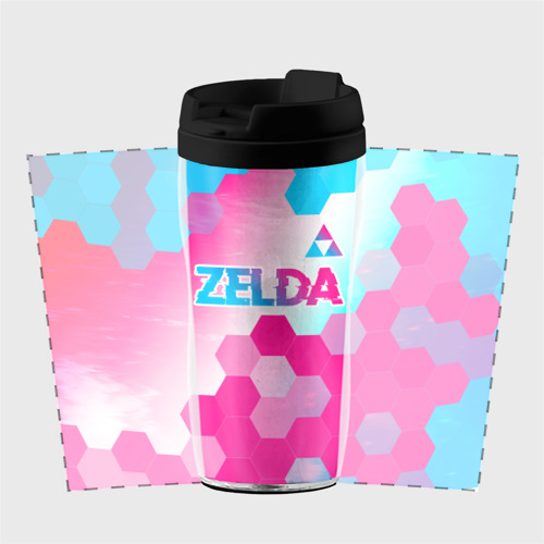 Термокружка-непроливайка Zelda neon gradient style: символ сверху - фото 2