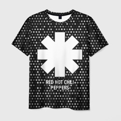 Мужская футболка 3D Red Hot Chili Peppers glitch на темном фоне