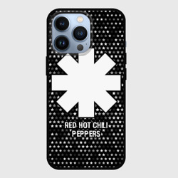 Чехол для iPhone 13 Pro Red Hot Chili Peppers glitch на темном фоне