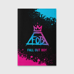 Обложка для паспорта матовая кожа Fall Out Boy - neon gradient