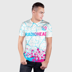 Мужская футболка 3D Slim Radiohead neon gradient style: символ сверху - фото 2