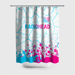 Штора 3D для ванной Radiohead neon gradient style: символ сверху