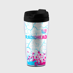 Термокружка-непроливайка Radiohead neon gradient style: символ сверху